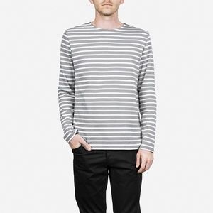 Everlane Large Mens Grey & White Striped L/S Shirt